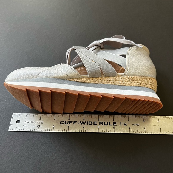 Silver Metallic Wedge Lace Up Fashion Colorblock Sneakers. - Picture 11 of 15